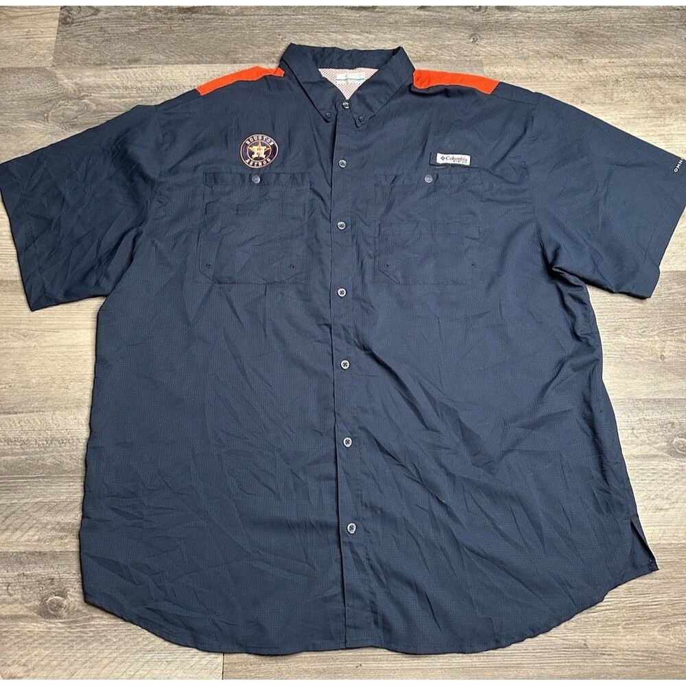 Columbia PFG Colorblock Tamiami Houston Astros Button Up Shirt - XXL